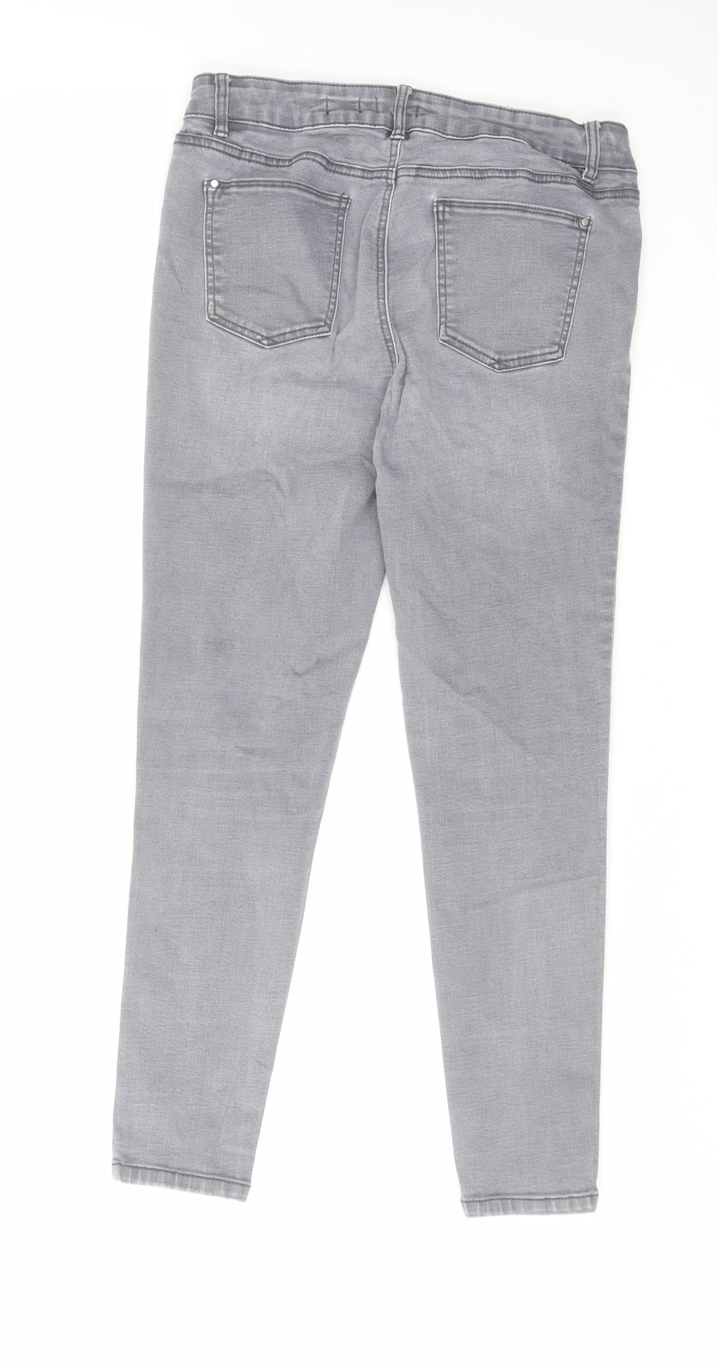 TU Womens Grey Cotton Skinny Jeans Size 12 L26 in Regular Zip