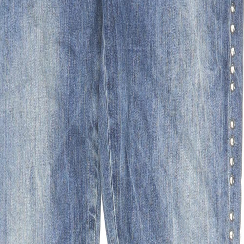 Topshop Womens Blue Cotton Skinny Jeans Size 26 in L32 in Regular Zip - Embellished