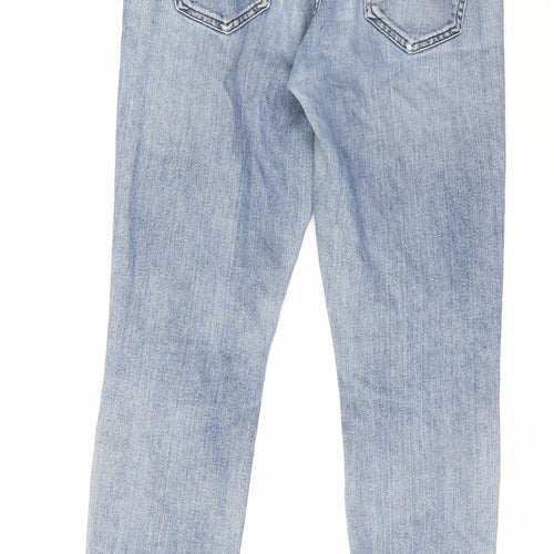 Topshop Womens Blue Cotton Straight Jeans Size 26 in L32 in Regular Zip