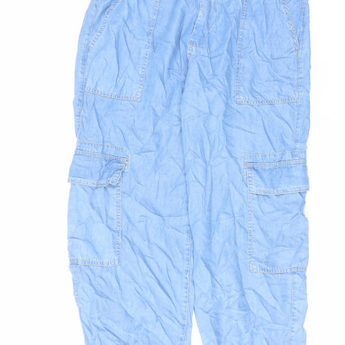 Stradivarius Womens Blue Cotton Tapered Jeans Size XL L26 in Regular Zip - Cargo
