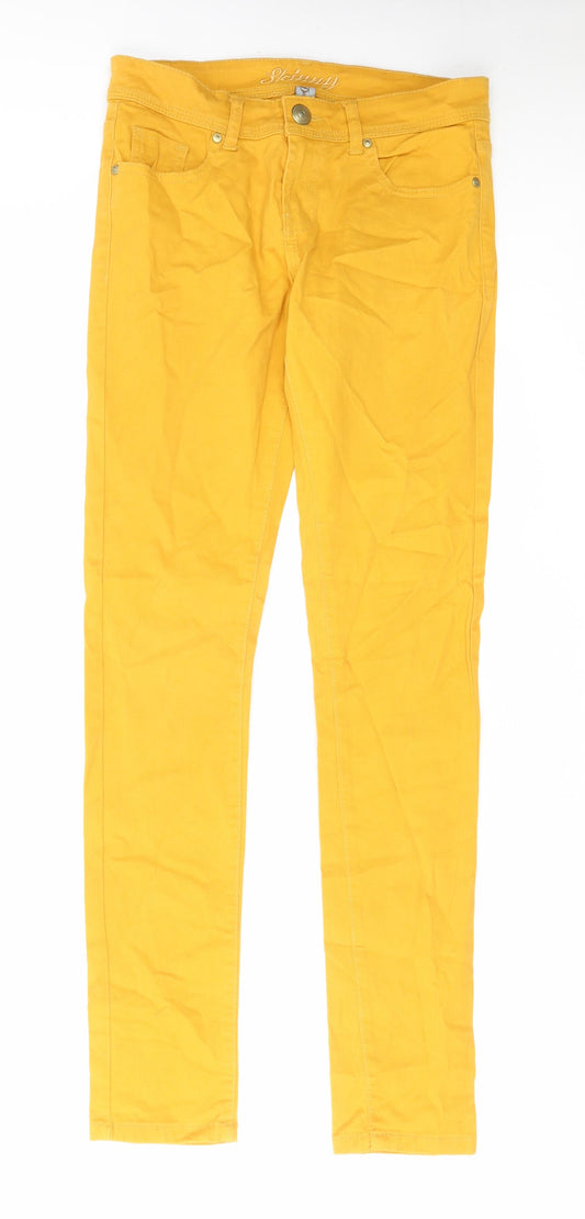 Denim & Co. Womens Yellow Cotton Skinny Jeans Size 10 L31 in Regular Zip
