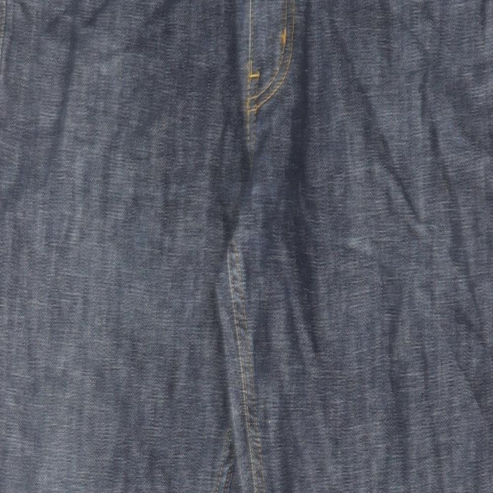 Topman Mens Blue Cotton Straight Jeans Size 32 in L28 in Slim Zip