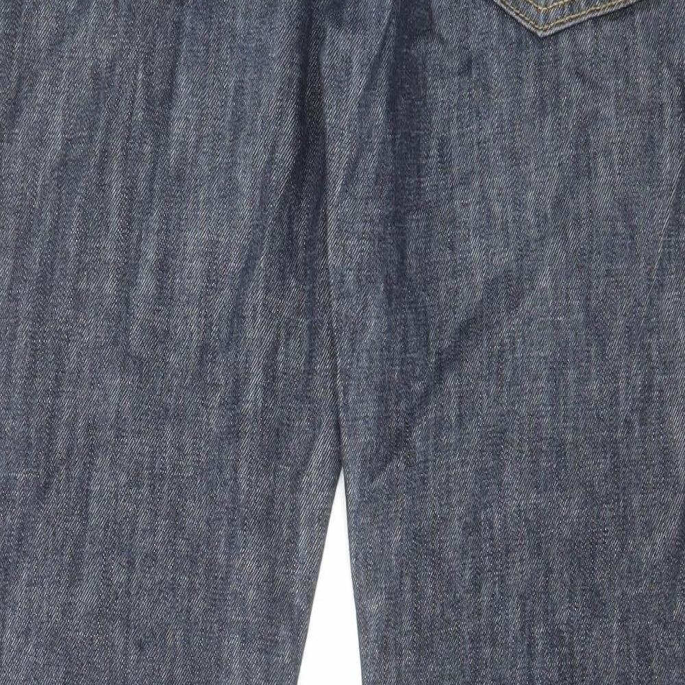 Topman Mens Blue Cotton Straight Jeans Size 32 in L28 in Slim Zip