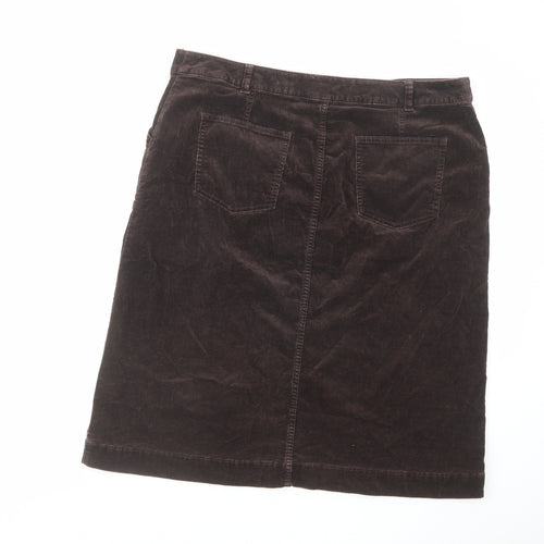 Per Una Womens Brown Cotton A-Line Skirt Size 18 Zip