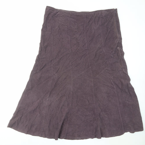 Monsoon Womens Purple Cotton A-Line Skirt Size 18 Zip