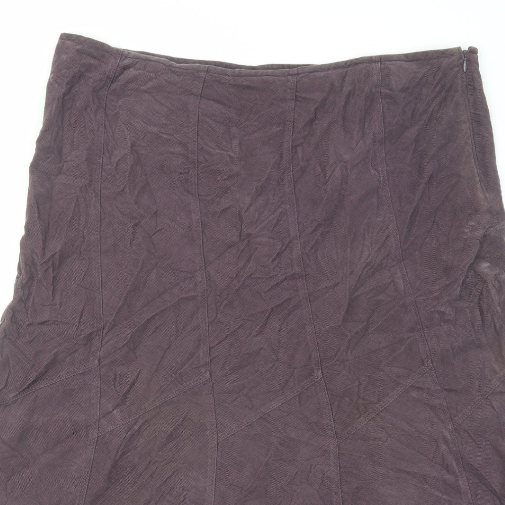 Monsoon Womens Purple Cotton A-Line Skirt Size 18 Zip