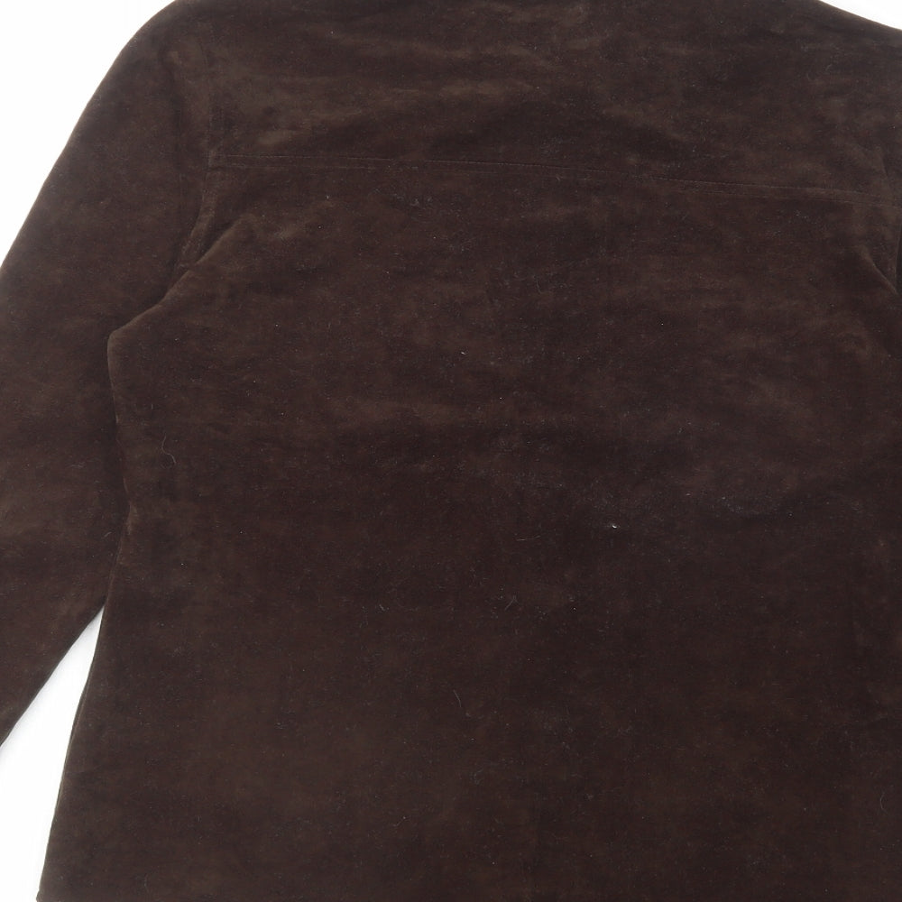 Marks and Spencer Womens Brown Polyester Basic Button-Up Size 10 Collared