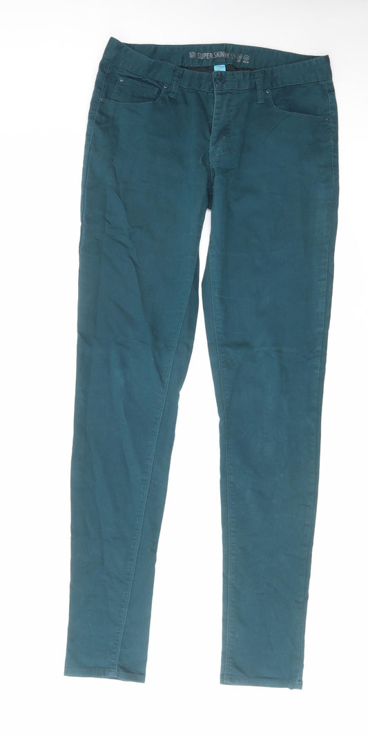 Denim & Co. Womens Green Cotton Skinny Jeans Size 10 L32 in Regular Zip