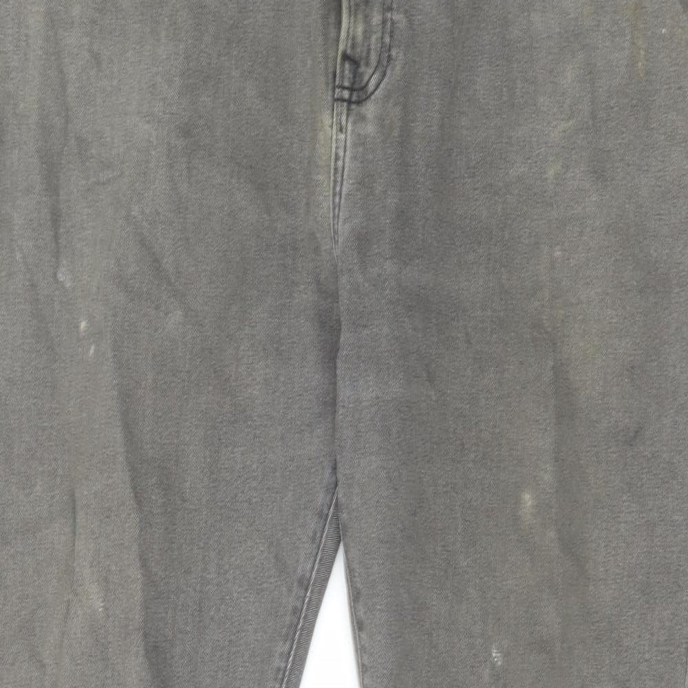 Marks and Spencer Mens Grey Cotton Straight Jeans Size 44 in L31 in Regular Zip
