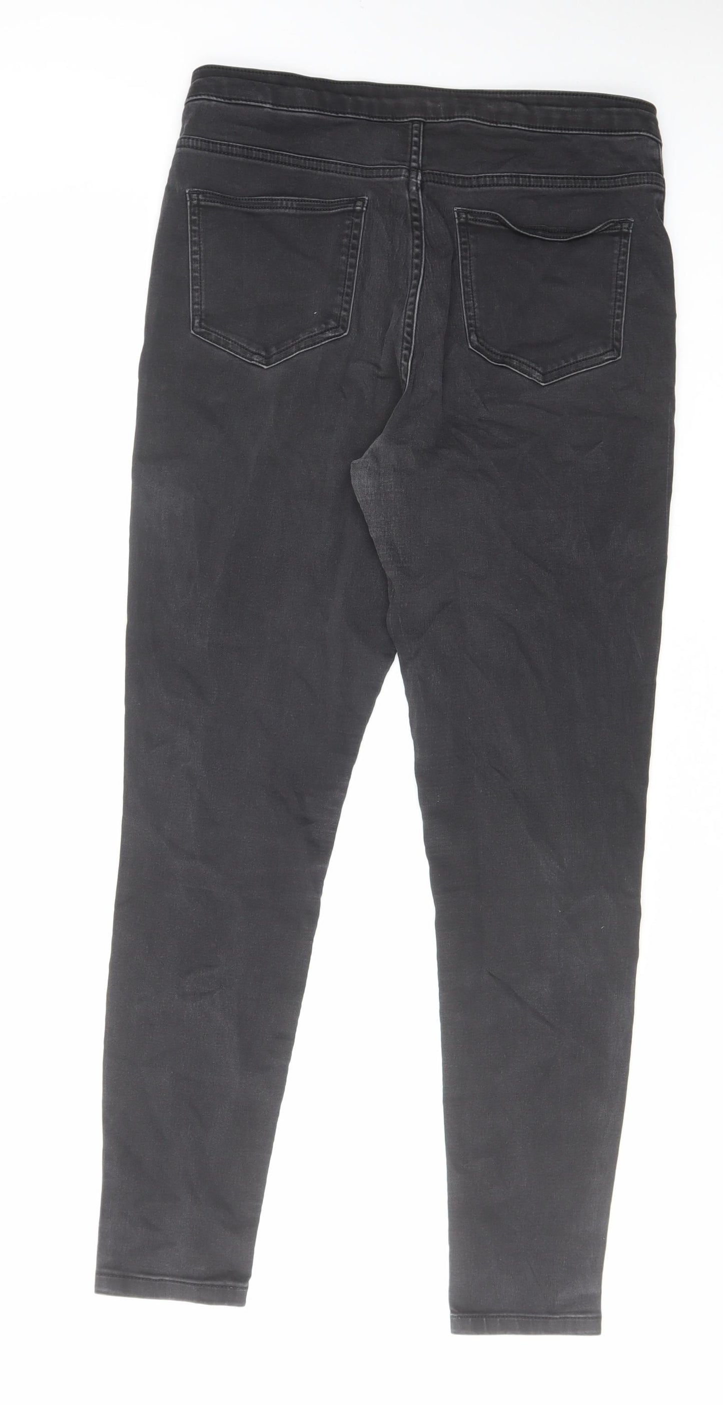 Marks and Spencer Womens Black Cotton Skinny Jeans Size 14 L29 in Regular Zip