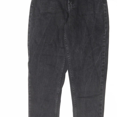 Denim & Co. Womens Black Cotton Mom Jeans Size 8 L26 in Regular Zip
