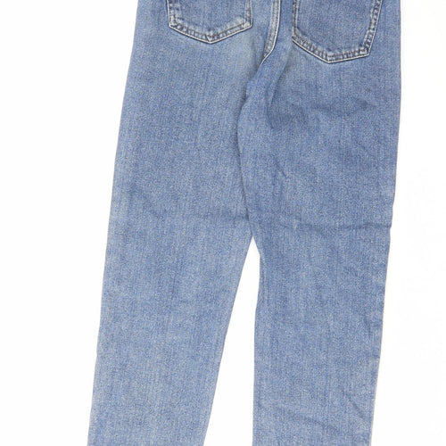 Denim & Co. Womens Blue Cotton Straight Jeans Size 8 L26 in Regular Zip - Raw Hem