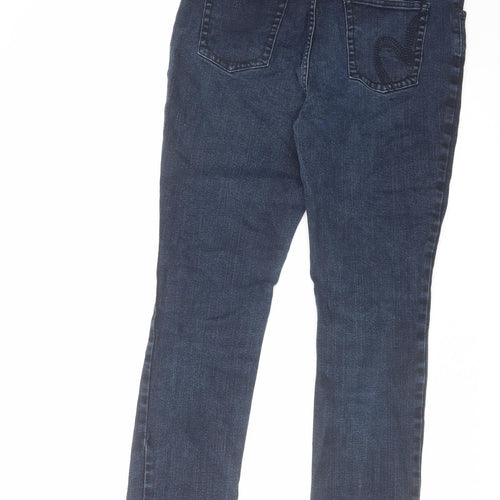 Per Una Womens Blue Cotton Skinny Jeans Size 14 L28 in Regular Zip