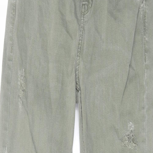 River Island Womens Green Cotton Skinny Jeans Size 10 L25 in Regular Zip - Raw Hem