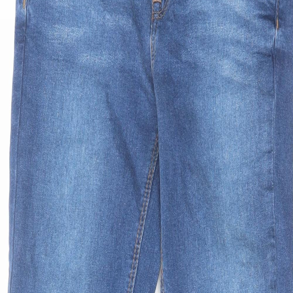 New Look Womens Blue Cotton Skinny Jeans Size 8 L25 in Regular Zip - Raw Hem