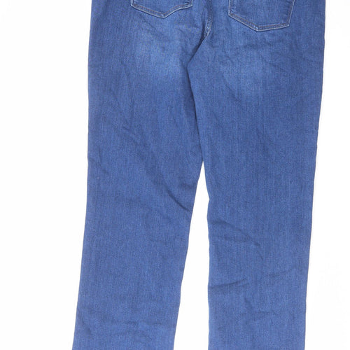 NEXT Womens Blue Cotton Straight Jeans Size 16 L33 in Regular Zip