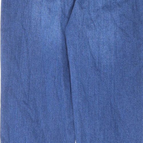 NEXT Womens Blue Cotton Straight Jeans Size 16 L33 in Regular Zip
