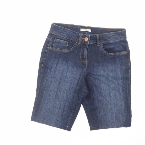 TU Womens Blue Cotton Skimmer Shorts Size 8 L10 in Regular Zip