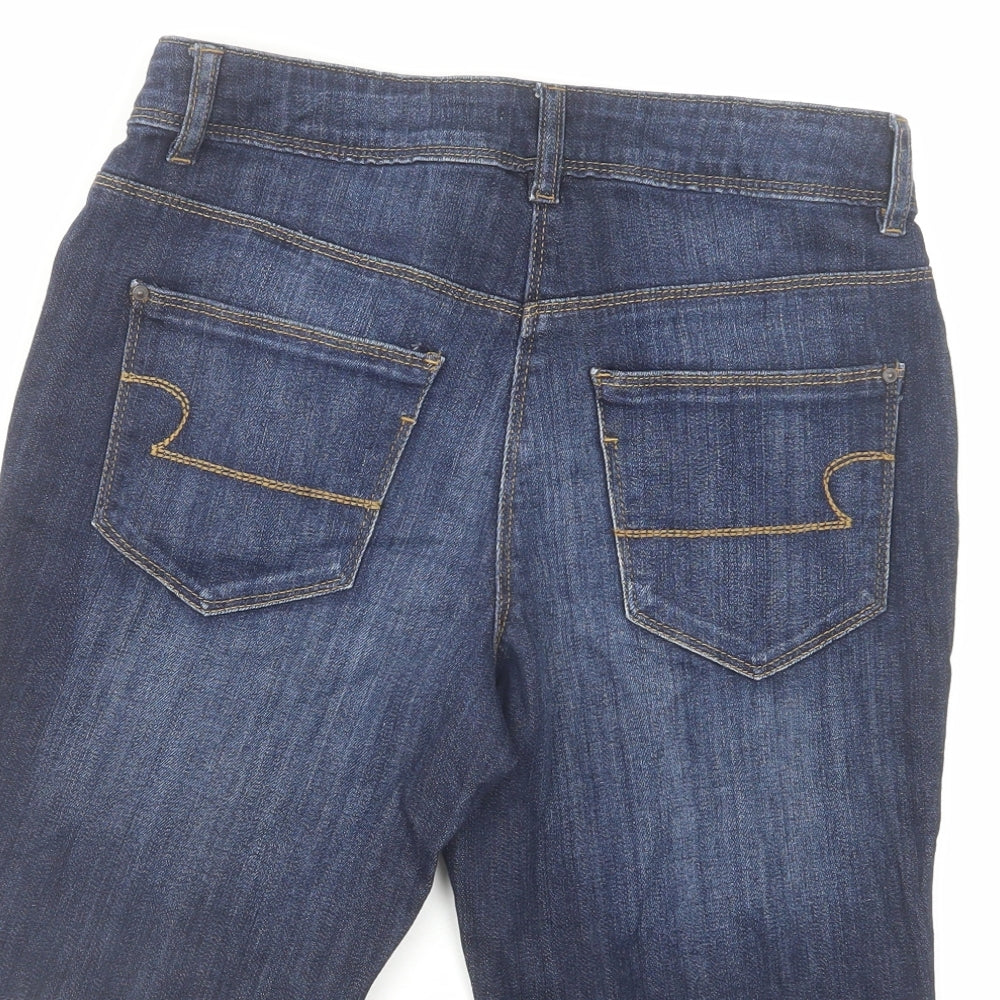 TU Womens Blue Cotton Skimmer Shorts Size 8 L10 in Regular Zip