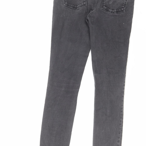 Zara Womens Grey Cotton Skinny Jeans Size 10 L26 in Regular Zip