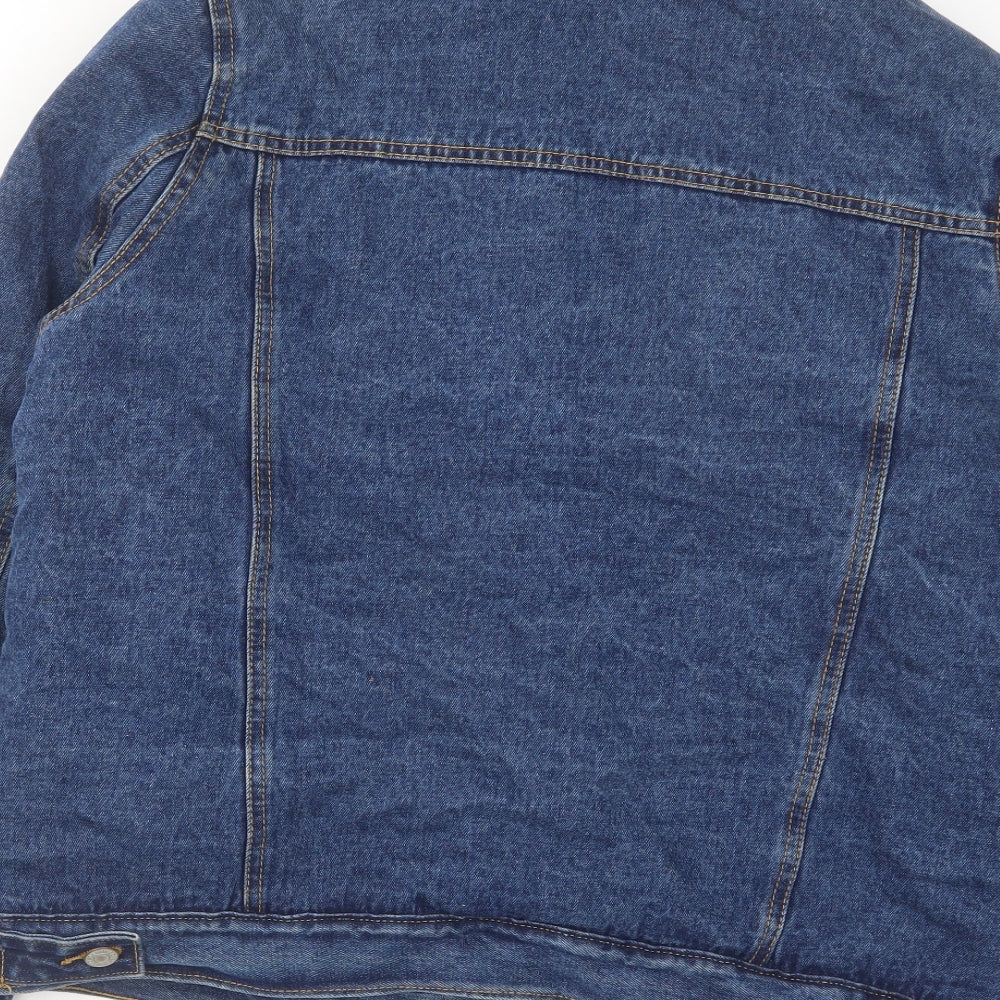 Denim & Co. Womens Blue Jacket Size 14 Button