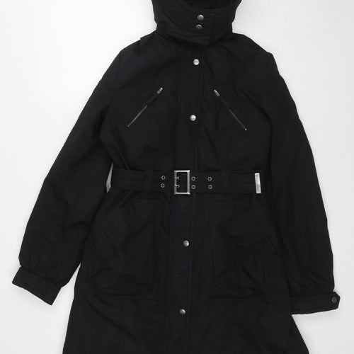 H&M Womens Black Overcoat Coat Size 10 Zip