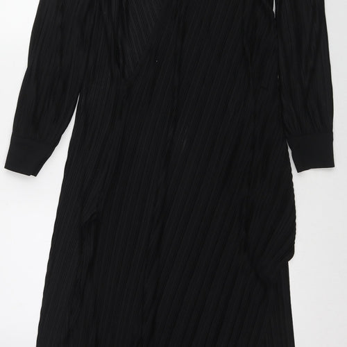 Zara Womens Black Polyester Maxi Size S V-Neck Pullover - Plisse