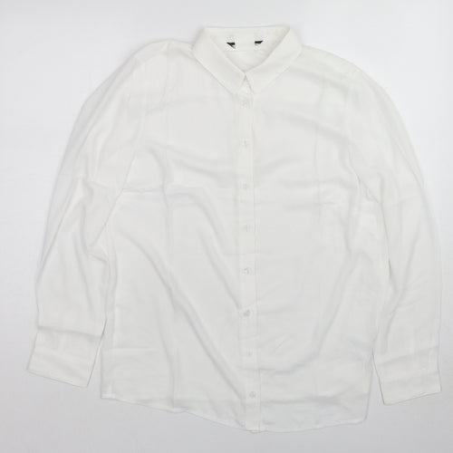 New Look Womens White Polyester Basic Button-Up Size 14 Collared