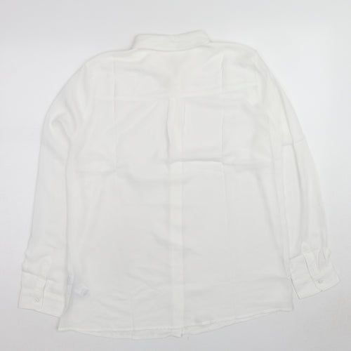 New Look Womens White Polyester Basic Button-Up Size 14 Collared