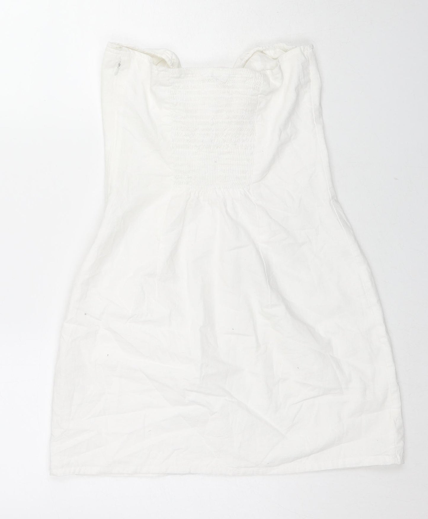 Bershka Womens White Cotton Mini Size M Sweetheart Zip - Strapless