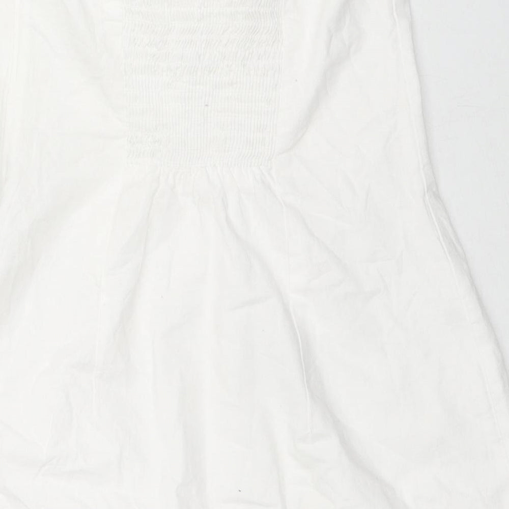 Bershka Womens White Cotton Mini Size M Sweetheart Zip - Strapless