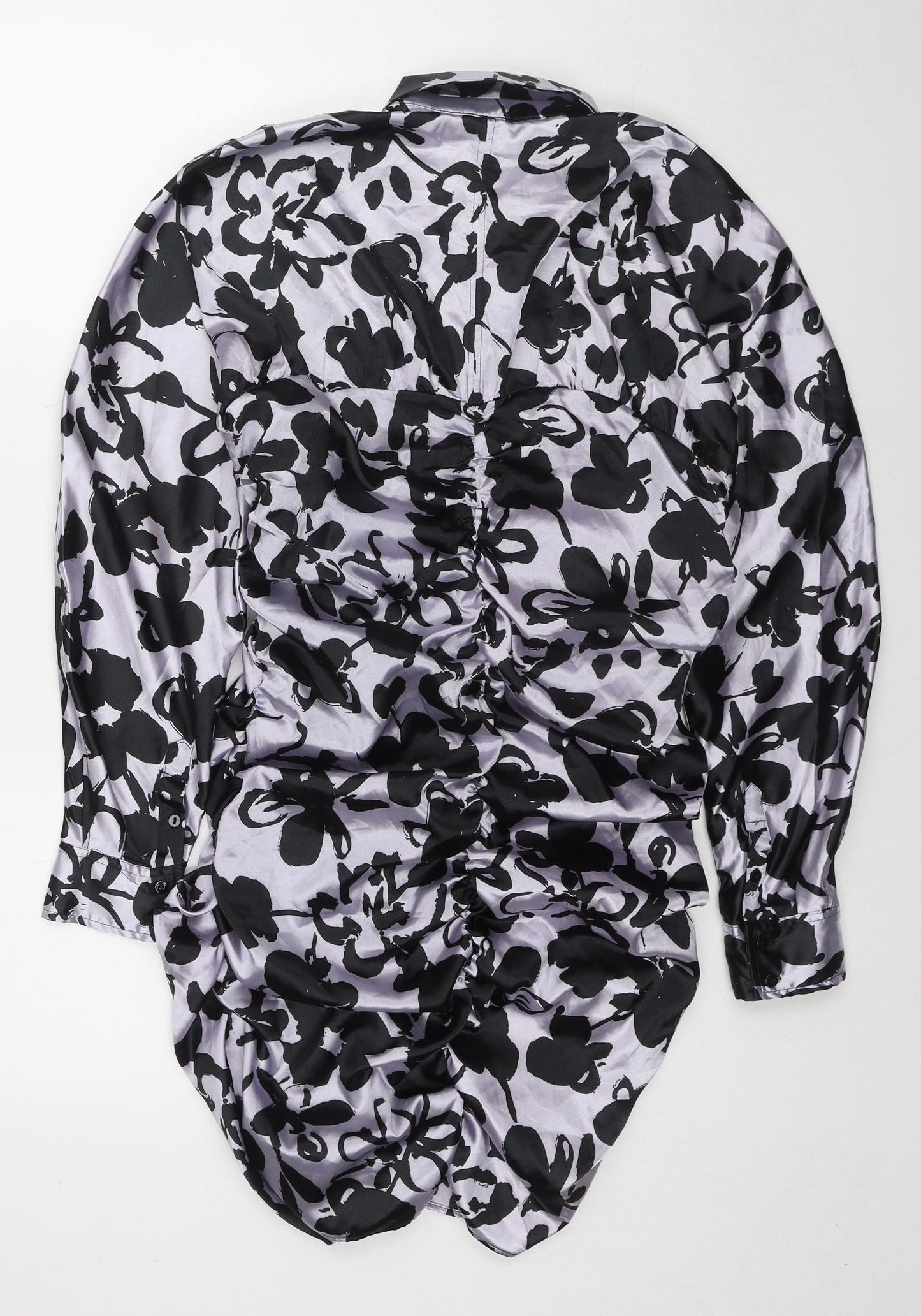 Zara Womens Multicoloured Geometric Polyester Shirt Dress Size L Collared Zip