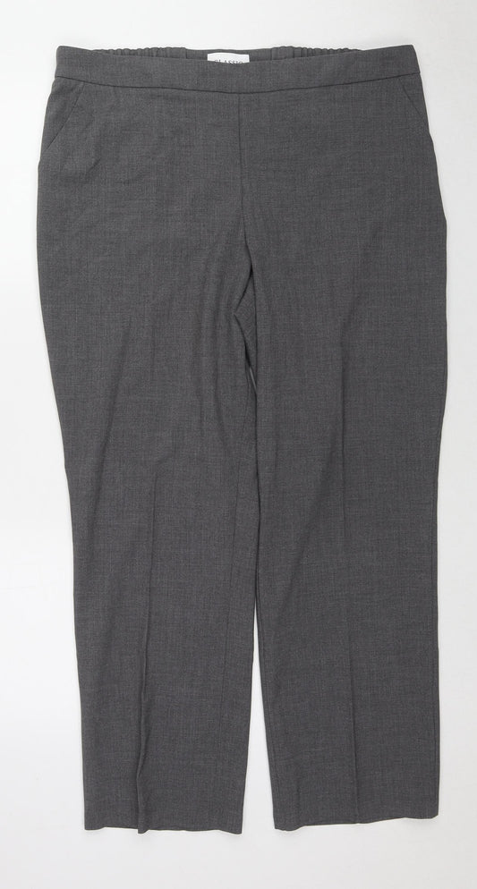 Marks and Spencer Womens Grey Polyester Dress Pants Trousers Size 18 L28 in Regular Zip
