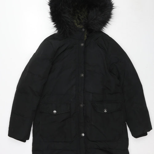 Kenneth Cole Womens Black Parka Coat Size M Zip