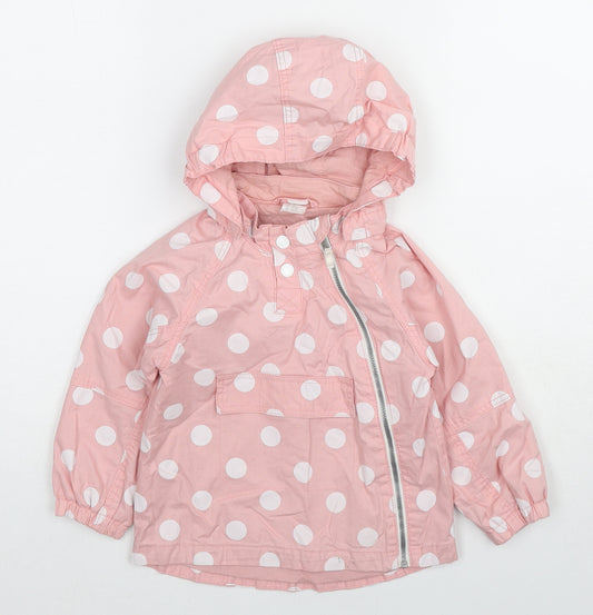 H&M Girls Pink Polka Dot Rain Coat Coat Size 2 Years Zip