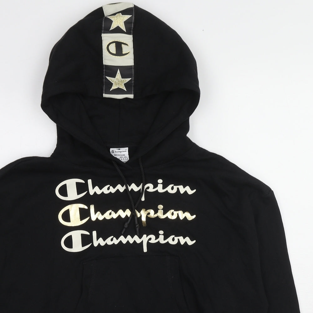 Champion Womens Black Cotton Pullover Hoodie Size M Pullover