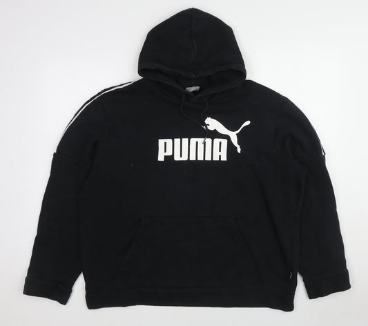 PUMA Womens Black Cotton Pullover Hoodie Size L Pullover