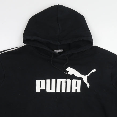 PUMA Womens Black Cotton Pullover Hoodie Size L Pullover