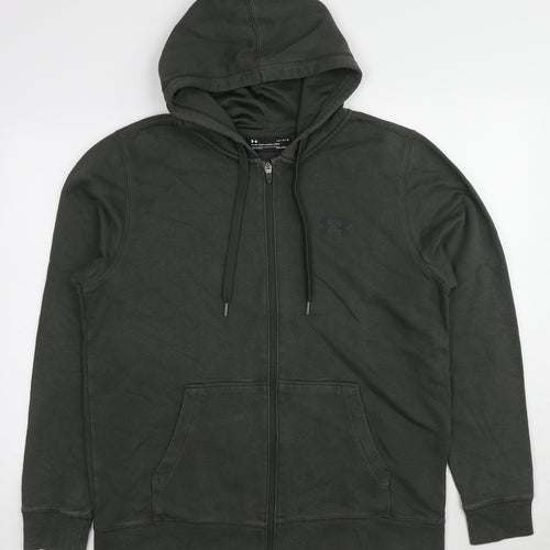 Under armour Mens Green Cotton Full Zip Hoodie Size L