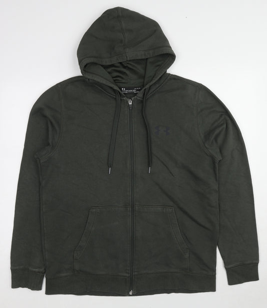 Under armour Mens Green Cotton Full Zip Hoodie Size L
