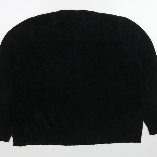 Klass Womens Black Round Neck Polyester Pullover Jumper Size L