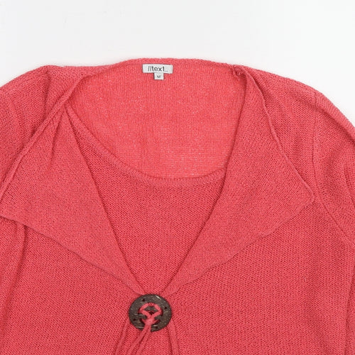 //text.. Womens Pink Round Neck Acrylic Pullover Jumper Size M