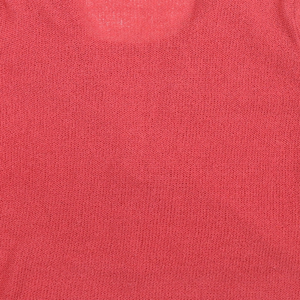 //text.. Womens Pink Round Neck Acrylic Pullover Jumper Size M
