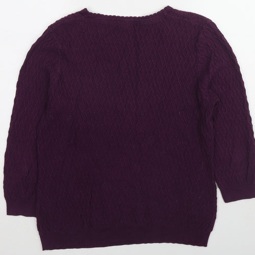 Country Casuals Womens Purple Round Neck Argyle/Diamond Cotton Pullover Jumper Size L