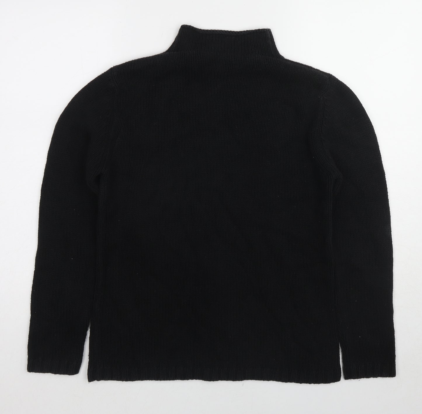 Marks and Spencer Womens Black High Neck Cotton Pullover Jumper Size 8 Pullover