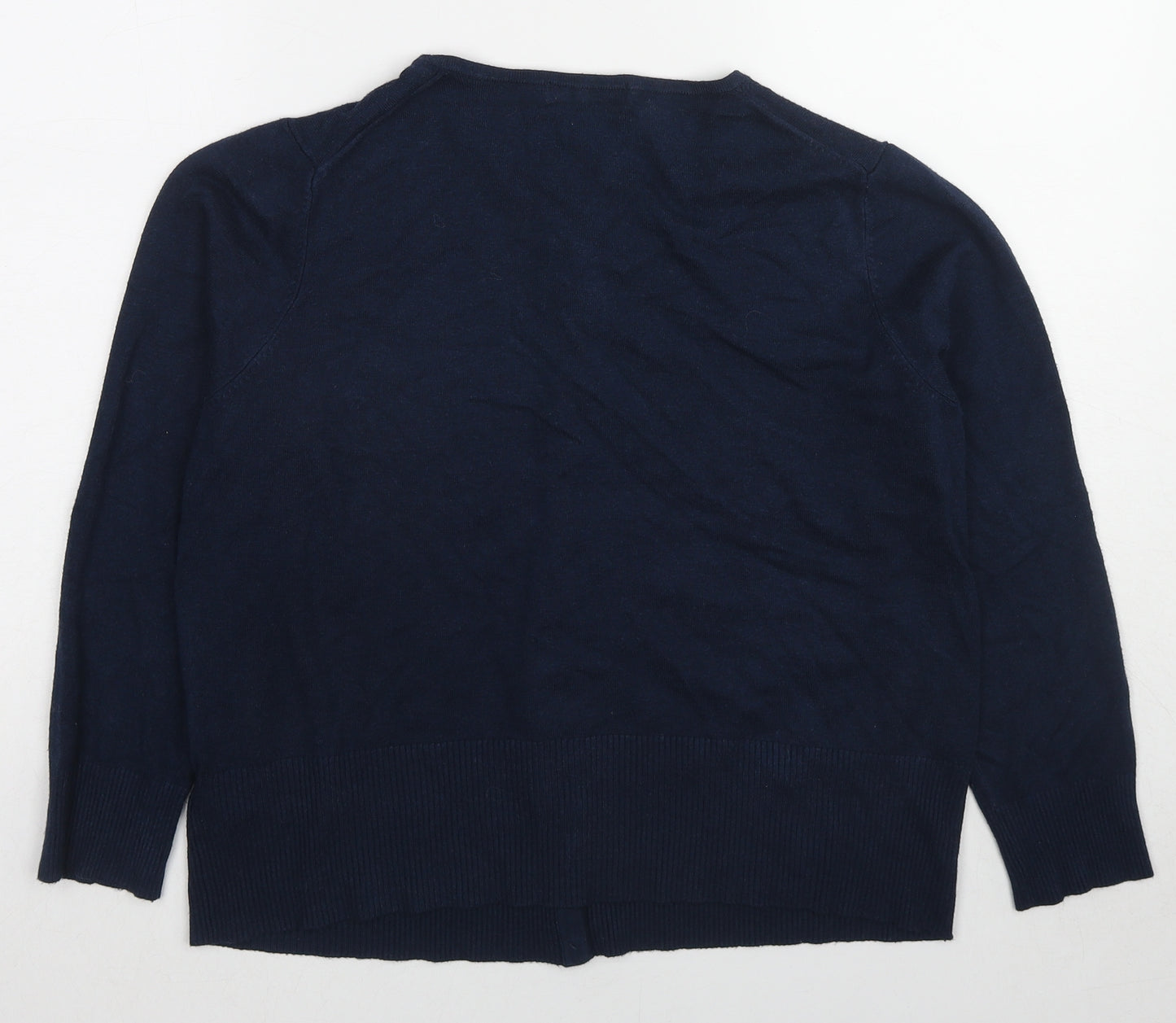 Marks and Spencer Womens Blue Round Neck Viscose Cardigan Jumper Size 20