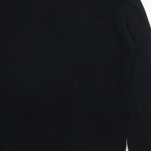 Label Lab Mens Black Crew Neck Cotton Pullover Jumper Size L Long Sleeve