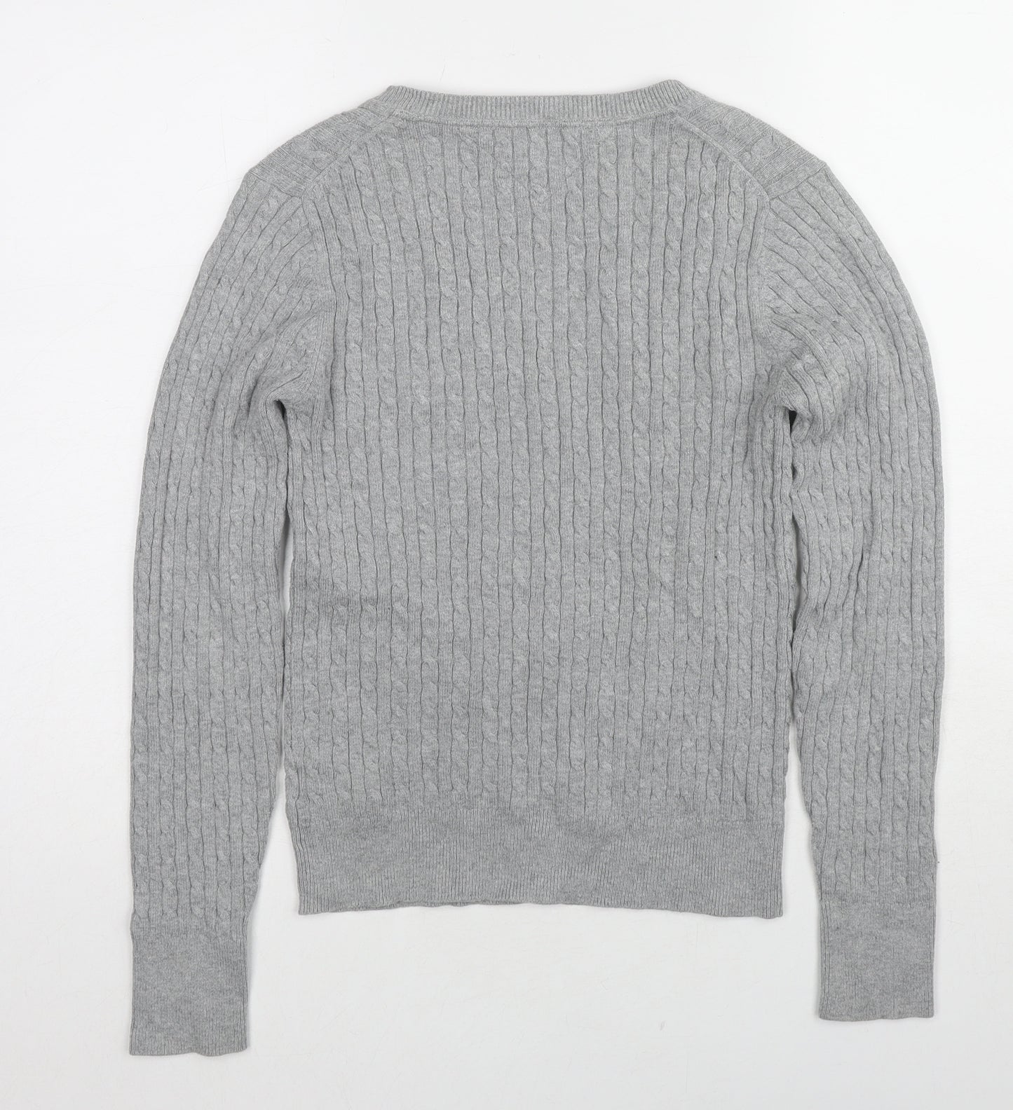 Tommy Hilfiger Womens Grey V-Neck Cotton Pullover Jumper Size M