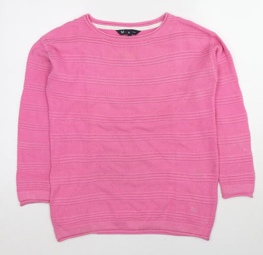 Crew Clothing Womens Pink Boat Neck Striped Cotton Pullover Jumper Size 12