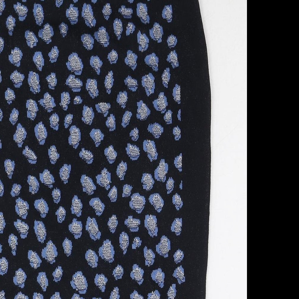 Marks and Spencer Womens Blue Geometric Viscose A-Line Skirt Size 8